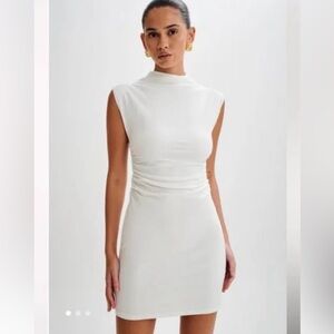 Meshki Melania High Neck Mini Dress - White